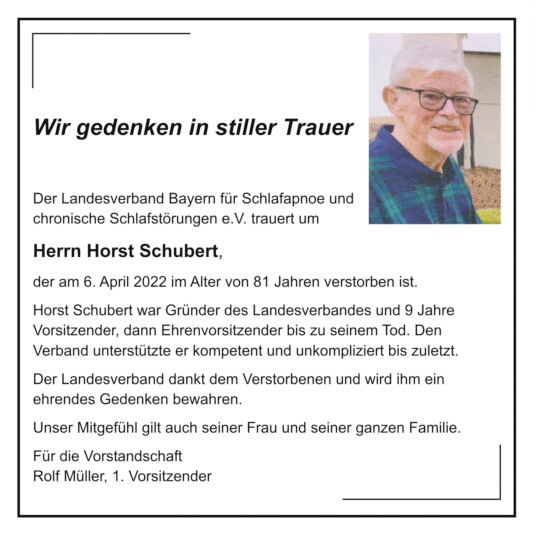 Nachruf Herr Schubert